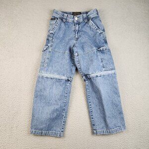 VTG Y2K Lee Pipes Jeans Boys 10 Double Knee Leg Pockets Wide Leg Baggy Skater